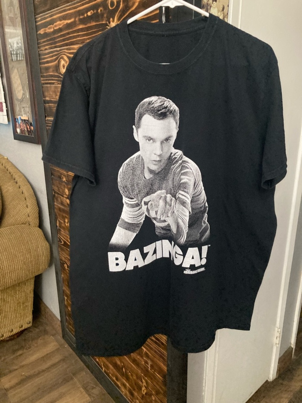 Black 'Bazinga!' Graphic Tee - Men's Casual Shirt